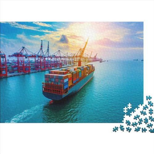 Überseecontainer Puzzle 500 Teile Frachtschiff Puzz Erwachsene Spielepuzzles Hochwertiger Geschicklichkeitsspiel Lernspiel Spielzeug Geschenk Schöne Geschenkidee Farbig 500pcs (52x38cm) von lihuogongsio