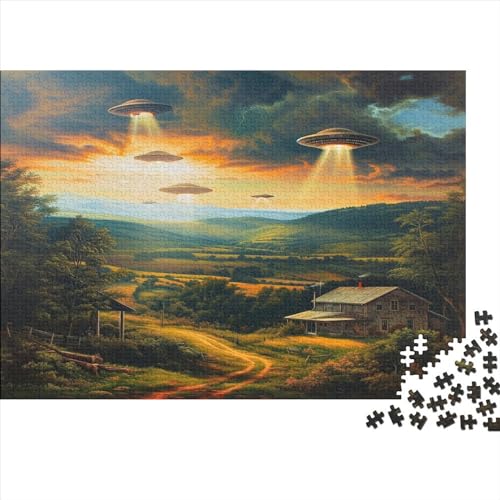 UFO Puzzle 300 Teile Puzzle Für Erwachsene Alien-Schiff Brain Challenge Geschicklichkeitsspiel Stress Abbauen Familien Herausforderndes Schöne Geschenkidee 300pcs (40x28cm) von lihuogongsio