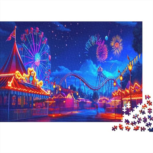 Vergnügungspark Puzzle 1000 Teile Puzzle Für Erwachsene Achterbahn Geschicklichkeitsspiel Für Die Ganze Familie Premium Quality Schöne Geschenkidee Kräftigen Farben 1000pcs (75x50cm) von lihuogongsio