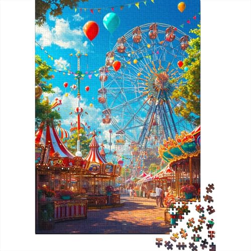 Vergnügungspark Puzzle 1000 Teile Puzzle Für Erwachsene Riesenrad Geschicklichkeitsspiel Für Die Ganze Familie Premium Quality Schöne Geschenkidee Kräftigen Farben 1000pcs (75x50cm) von lihuogongsio