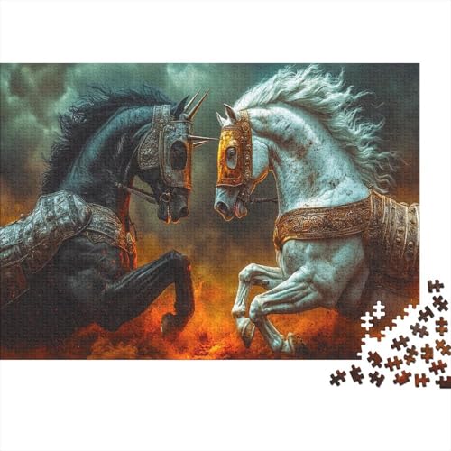 War-Pferd Puzzle 500 Teile Puzzle Teilige Pferd Spielepuzzles Für Die Ganze Familie Brain Challenge Raumdekoration Lernspiel Spielzeug 500pcs (52x38cm) von lihuogongsio