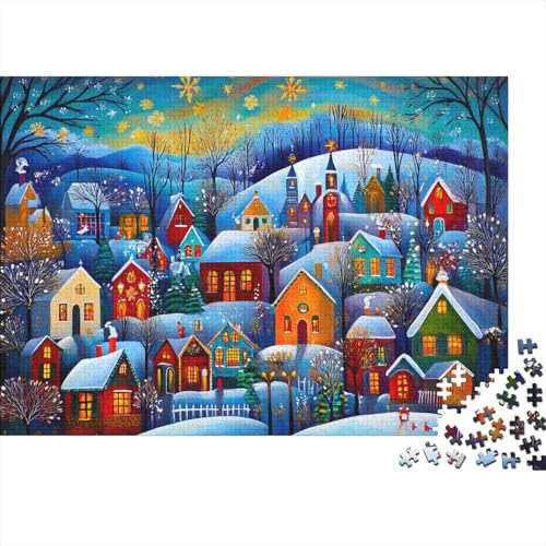 Weihnachten Dorf Scene 1000 Stück Puzzles Weihnachtstag Lernspiel Spielzeug Geschenk Geschicklichkeitsspiel Für Die Ganze Familie Schöne Geschenkidee DIY Kreative 1000pcs (75x50cm) von lihuogongsio