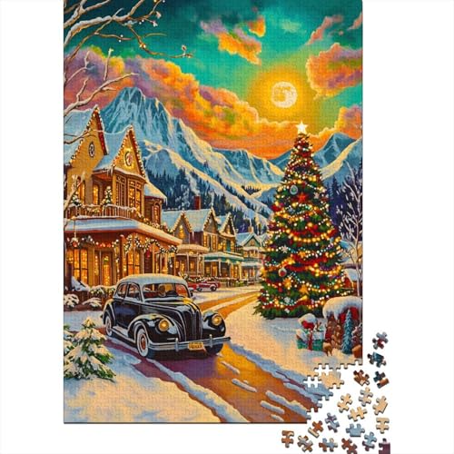 Weihnachten Stadt 1000 Stück Puzzles Oldtimer Geschicklichkeitsspiel Für Die Ganze Familie DIY Kreative Unterhaltung Schöne Geschenkidee Premium Quality 1000pcs (75x50cm) von lihuogongsio