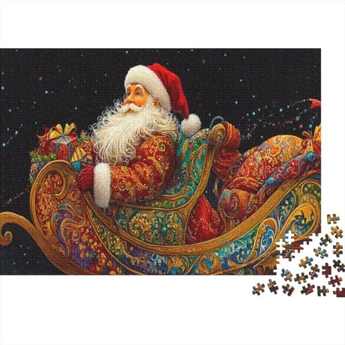 Weihnachtsmann 1000 Stück Puzzles Weihnachtsmanne Sleigh Erwachsene Stress Abbauen Familien 1000 Brain Challenge Lernspiel Spielzeug Premium Quality Spielzeug Geschenk 1000pcs (75x50cm) von lihuogongsio