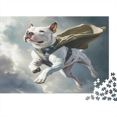 Weißer Pitbull 300 Stück Puzzles BullHundge Lernspiel Spielzeug Geschenk Geschicklichkeitsspiel Für Die Ganze Familie Schöne Geschenkidee DIY Kreative 300pcs (40x28cm) von lihuogongsio