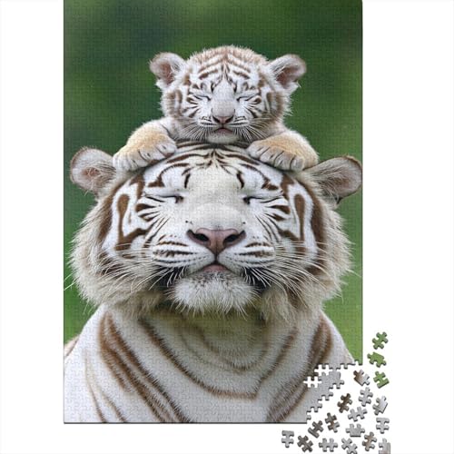 Weißer Tiger Puzzle 300 Teile Puzzle Für Erwachsene Tiger Brain Challenge Geschicklichkeitsspiel Stress Abbauen Familien Herausforderndes Schöne 300pcs (40x28cm) von lihuogongsio