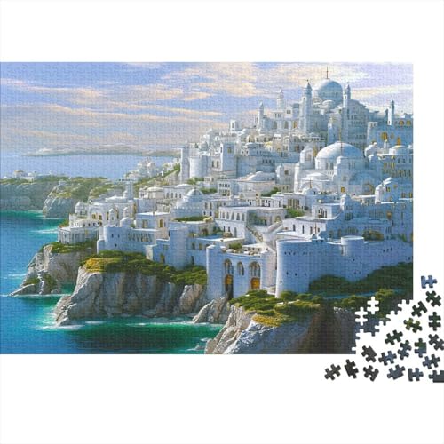 Weißes Schloss 300 Stück Puzzles mittelalterliche Stadt Erwachsene Stress Abbauen Familien 300 Brain Challenge Lernspiel Spielzeug Premium Quality Spielzeug Geschenk Mehrfarbig 300pcs (40x28cm) von lihuogongsio