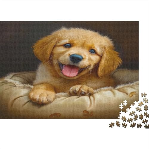 Welpe Puzzle 1000 Teile Puzzle Für Erwachsene Golden Retriever Hund Stress Abbauen Familien-Puzzlespiel DIY Kreative Unterhaltung Schöne Geschenkidee Kräftigen Farben 1000pcs (75x50cm) von lihuogongsio