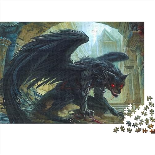 Werwolf 1000 Stück Puzzles Für Erwachsene Schwarzer Flügel Geschicklichkeitsspiel Für Die Ganze Familie Schöne Geschenkidee DIY Kreative Unterhaltung Fantasy-Puzzle 1000pcs (75x50cm) von lihuogongsio