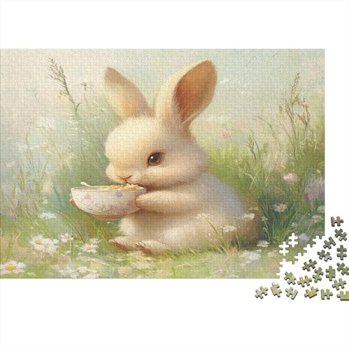 White Kaninchen 1000 Stück Puzzles Bunny Erwachsene Stress Abbauen Familien 1000 Brain Challenge Lernspiel Spielzeug Premium Quality Spielzeug Geschenk 1000pcs (75x50cm) von lihuogongsio