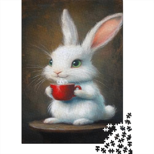 White Kaninchen 1000 Stück Puzzles Bunny Impossible Puzzle Schwer Für Erwachsene Lernspiel Spielzeug Geschenk Schöne Geschenkverpackung Premium Quality Mehrfarbig 1000pcs (75x50cm) von lihuogongsio