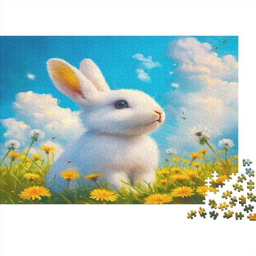 White Kaninchen Puzzle 1000 Teile Hase Puzz Erwachsene Spielepuzzles HochwerTiger Geschicklichkeitsspiel Lernspiel Spielzeug Geschenk Schöne 1000pcs (75x50cm) von lihuogongsio