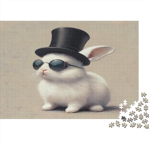 White Kaninchen Puzzle 500 Teile Puzzle Für Erwachsene Hase Geschicklichkeitsspiel Für Die Ganze Familie Premium Quality Schöne Geschenkidee Kräftigen Farben 500pcs (52x38cm) von lihuogongsio