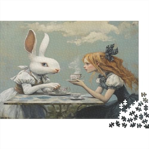 White Kaninchen Puzzle Für Erwachsene 1000 Puzzle Kaninchen Anspruchsvoll Puzzle Teile Erwachsener Kniffel Spaß Für Die Ganze Familie Unmögliches Puzzle DIY Kreative 1000pcs (75x50cm) von lihuogongsio