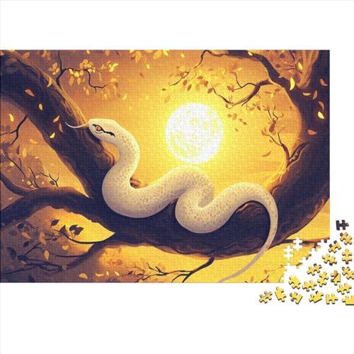 White SchlEngel Puzzle 500 Teile Puzzle Für Erwachsene Künstlerische Zeichnung Brain Challenge Geschicklichkeitsspiel Stress Abbauen Familien Herausforderndes Schöne Geschenkidee 500pcs (52x38cm) von lihuogongsio