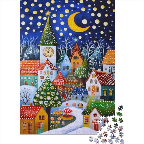 Winter Puzzle 1000 Teile Weihnachten Dorf Scene Puzz Erwachsene Spielepuzzles HochwerTiger Geschicklichkeitsspiel Lernspiel Spielzeug Geschenk Schöne 1000pcs (75x50cm) von lihuogongsio