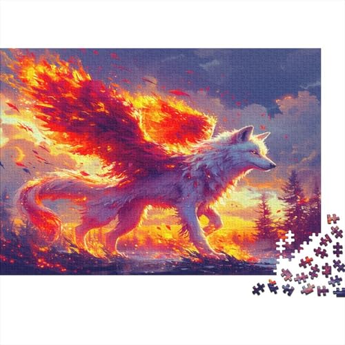 Wolf 1000 Stück Puzzles Für Erwachsene Weißer Wolf Geschicklichkeitsspiel Für Die Ganze Familie Schöne Geschenkidee DIY Kreative Unterhaltung Fantasy-Puzzle 1000pcs (75x50cm) von lihuogongsio