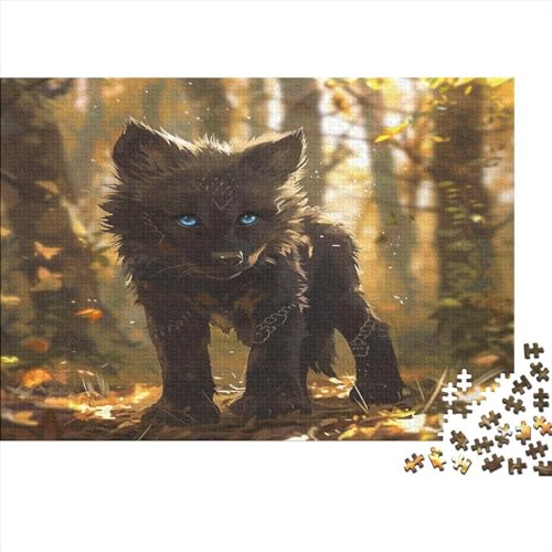 Wolf Puzzle 1000 Teile Puzzle Teilige niedlicher Wolf Cub Spielepuzzles Für Die Ganze Familie Brain Challenge Raumdekoration Lernspiel Spielzeug Geschenk Mehrfarbig 1000pcs (75x50cm) von lihuogongsio