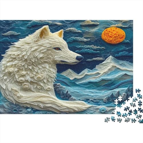 Wolf Puzzle 500 Teile Puzzle Für Erwachsene PolarWolf Stress Abbauen Familien-Puzzlespiel DIY Kreative Unterhaltung Schöne Geschenkidee Kräftigen Farben 500pcs (52x38cm) von lihuogongsio