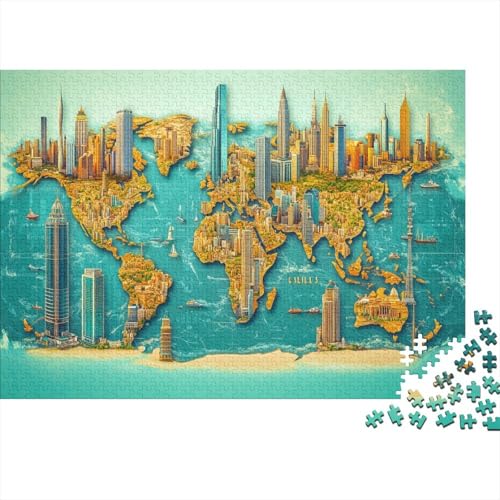 World Renowned Wahrzeichen 300 Stück Puzzles Weltkarte Geschicklichkeitsspiel Für Die Ganze Familie DIY Kreative Unterhaltung Schöne Geschenkidee Premium Quality 300pcs (40x28cm) von lihuogongsio