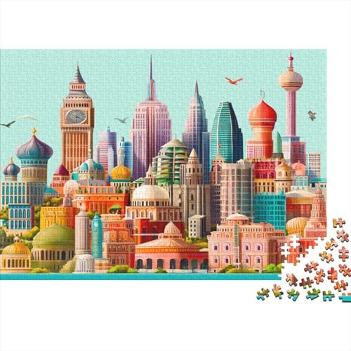 World Renowned Wahrzeichen Puzzle 300 Teile Puzzle Für Erwachsene Wahrzeichen Geschicklichkeitsspiel Für Die Ganze Familie Premium Quality Schöne Geschenkidee Kräftigen Farben 300pcs (40x28cm) von lihuogongsio