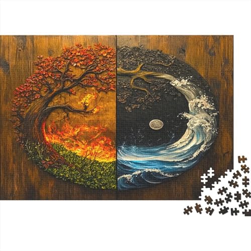 Yin und Yang 1000 Stück Puzzles Fünf Elemente Holz Impossible Puzzle Schwer Für Erwachsene Lernspiel Spielzeug Geschenk Schöne Geschenkverpackung Premium Quality Mehrfarbig 1000pcs (75x50cm) von lihuogongsio