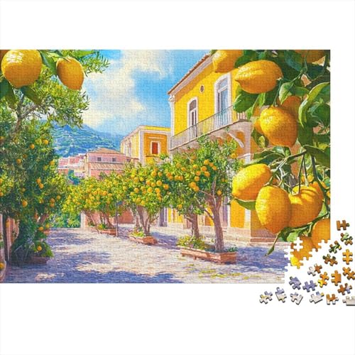 Zitronenbäume 1000 Stück Puzzles Sorrento Stress Abbauen Familien-Puzzlespiel Kräftigen Farben Schöne Geschenkverpackung Lernspiel Spielzeug Geschenk 1000pcs (75x50cm) von lihuogongsio