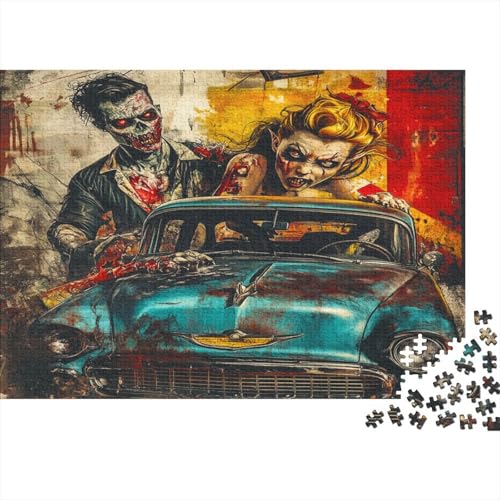 Zombie Puzzle 1000 Teile Puzzle Für Erwachsene Rockabilly Brain Challenge Geschicklichkeitsspiel Stress Abbauen Familien Herausforderndes Schöne 1000pcs (75x50cm) von lihuogongsio