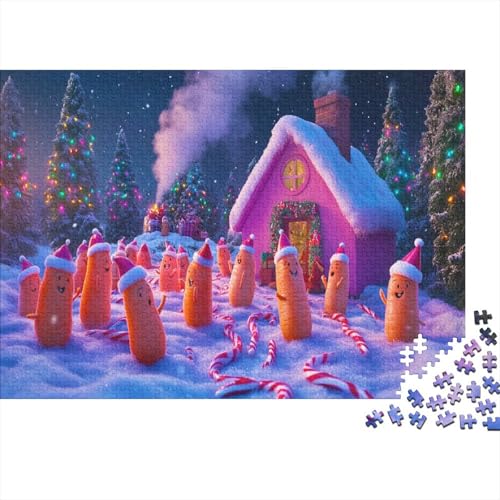 Zuckerstange 1000 Stück Puzzles Für Erwachsene Weihnachten Winter Geschicklichkeitsspiel Für Die Ganze Familie Schöne Geschenkidee DIY Kreative Unterhaltung 1000pcs (75x50cm) von lihuogongsio