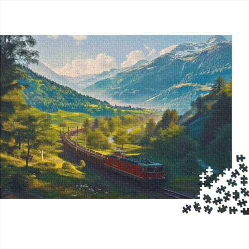 Zug 500 Teile Puzzle Schweizer Tal Impossible Für Erwachsene Hochwertiger Puzzle Fantasy Schöne Geschenkidee DIY Kreative Unterhaltung Spielzeug Dekoration 500pcs (52x38cm) von lihuogongsio