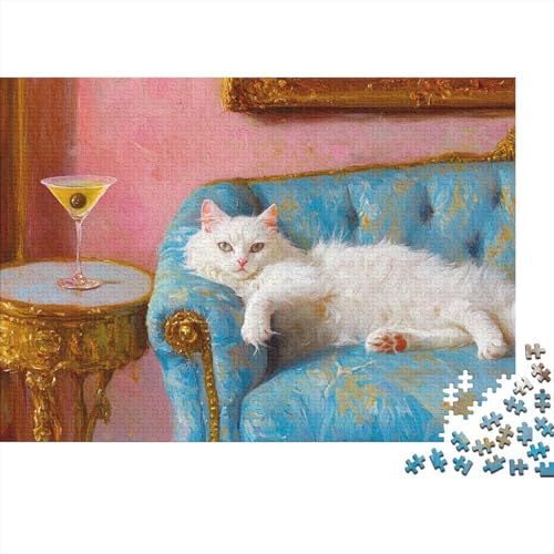 weiße Katze 1000 Stück Puzzles Persische Katze Impossible Puzzle Schwer Für Erwachsene Lernspiel Spielzeug Geschenk Schöne Geschenkverpackung Premium Quality Mehrfarbig 1000pcs (75x50cm) von lihuogongsio