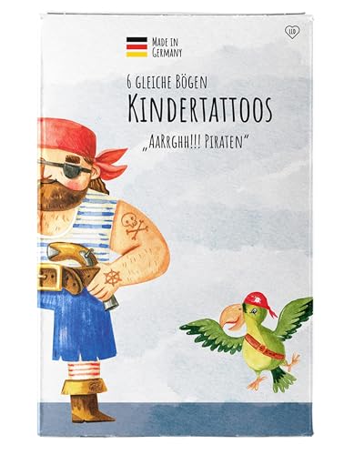 lila liebt dich® Piraten Kindergeburtstag Mitgebsel, Piraten Mitgebsel Kindergeburtstag, 6 gleiche Bögen Kindertattoos von lila liebt dich