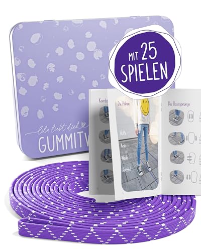 lila liebt dich® Gummitwist Kinder Spiel [4m] der Spieleklassiker für aktive Pausen I Mit dem Gummitwist Mädchen ab 6 Jahre eine Freude Machen I Gummitwist Anleitung & 25 Ideen I Hüpfgummi von lila liebt dich