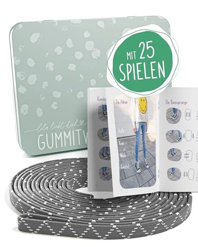 lila liebt dich® Gummitwist Kinder Spiel [4m] der Spieleklassiker für aktive Pausen I Gummitwist Mädchen ab 6 Jahre eine Freude Machen I inkl. Anleitung & 25 Ideen I Hüpfgummi von lila liebt dich