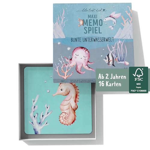 lila liebt dich® Maxi Memo Spiel Bunte Unterwasserwelt, Spielzeug ab 2 Jahre, Kindermemorie ab 2 Jahre von lila liebt dich