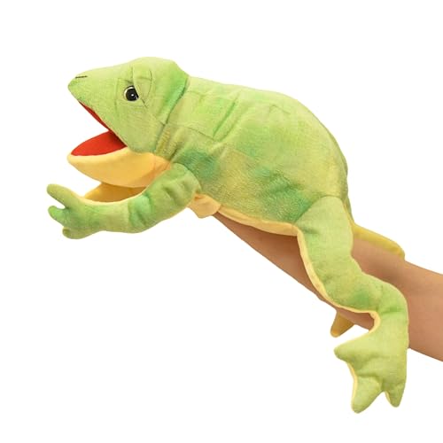 Lilizzhoumax Frosch Handpuppe Kuscheltier Simuliertes Tier Frosch Handpuppe aus Plüsch Kawaii Niedliches Rollenspiel interaktives Früherziehungsspielzeug für Kinder Geschenk für Kinder von lilizzhoumax