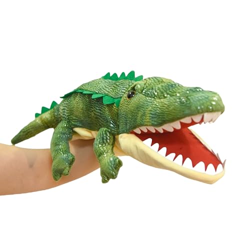 Lilizzhoumax Krokodil Handpuppe Kuscheltier Simuliertes Tier Krokodil Handpuppe aus Plüsch Kawaii Niedliches Rollenspiel interaktives Früherziehungsspielzeug für Kinder Geschenk für Kinder von lilizzhoumax