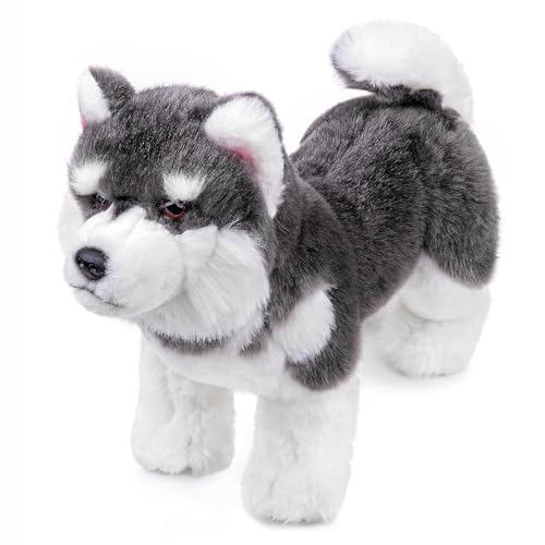 lilizzhoumax Alaska-Hund Plüschtier 28cm/11” Simuliertes Tier Alaska-Hund Plüschtier Kawaii Alaska-Hund Kuscheltier Realistische Hund Plüsch Spielzeug für Wilde Tiere, Geschenk für Freunde Kinder von lilizzhoumax