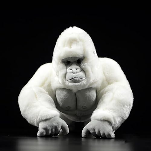 lilizzhoumax Albino-Gorilla plüschtier 38cm/15Zoll Simuliertes Tier Kawaii Realistische Gorilla Kuscheltier Spielzeug für Wilde Tiere Geschenk für Kinder pelziges Stofftier - Weiß von lilizzhoumax