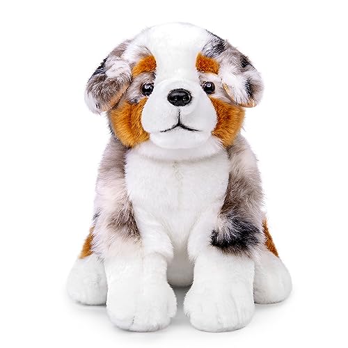 lilizzhoumax Australischer Schäferhund Plüschtier 36cm/14” Simuliertes Tier Hund Plüschtier Kawaii Hund Kuscheltier Realistische Hund Plüsch Spielzeug für Wilde Tiere, Geschenk für Freunde Kinder von lilizzhoumax