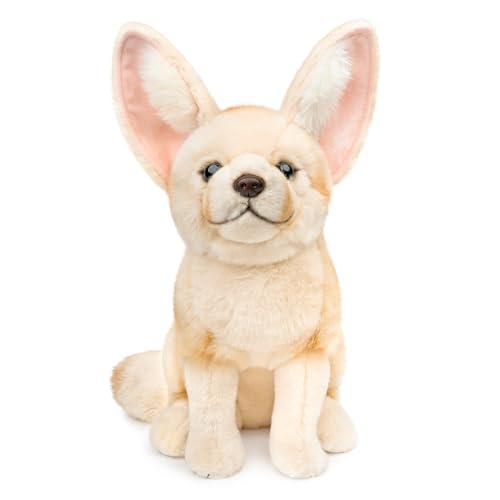 lilizzhoumax Breitohrfuchs Plüsch 26cm Kuscheltier Tier Kawaii Breitohrfuchs Plüsch Realistische Fuchs Plüsch Spielzeug für Wilde Tiere, Geschenk für Freunde und Kinder pelziges Stofftier Gelb von lilizzhoumax