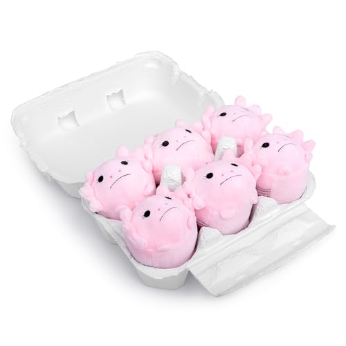 lilizzhoumax Eierschalenspielzeug Axolotl (6 Stück enthalten) 7.5” Originalspielzeug Süßes realistisches Stofftier Superweiches Plüsch Heimdekoration Ostern Geschenk für Kinder rosa von lilizzhoumax