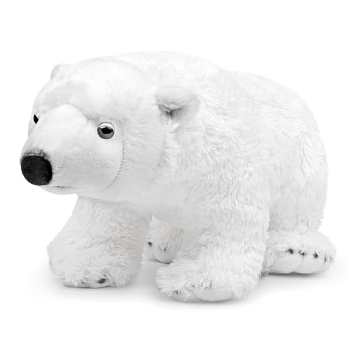 lilizzhoumax Eisbär plüschtier 31cm/12Zoll Simuliertes Tier Kawaii Realistische Arktische Polarbär Kuscheltier Spielzeug für Wilde Tiere Geschenk für Kinder pelziges Stofftier - Weiß von lilizzhoumax