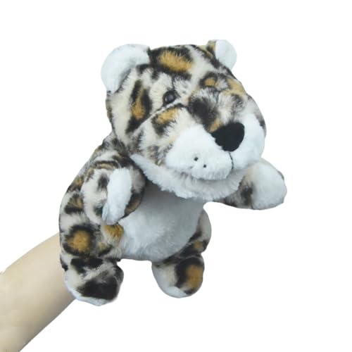 lilizzhoumax Handpuppe Leopard Kuscheltier Simuliertes Tier Leopard Handpuppe aus Plüsch Kawaii Niedliches Rollenspiel interaktives Früherziehungsspielzeug für Kinder Geschenk für Kinder Zoo Tiere von lilizzhoumax