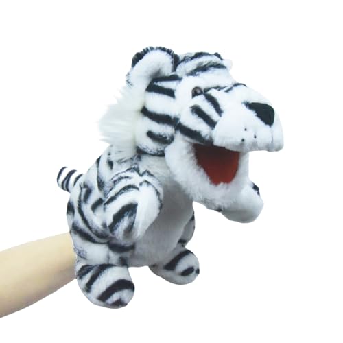 lilizzhoumax Handpuppe Tiger Kuscheltier Simuliertes Tier Tiger Handpuppe aus Plüsch Kawaii Niedliches Rollenspiel interaktives Früherziehungsspielzeug für Kinder Geschenk für Kinder Zoo Tiere von lilizzhoumax