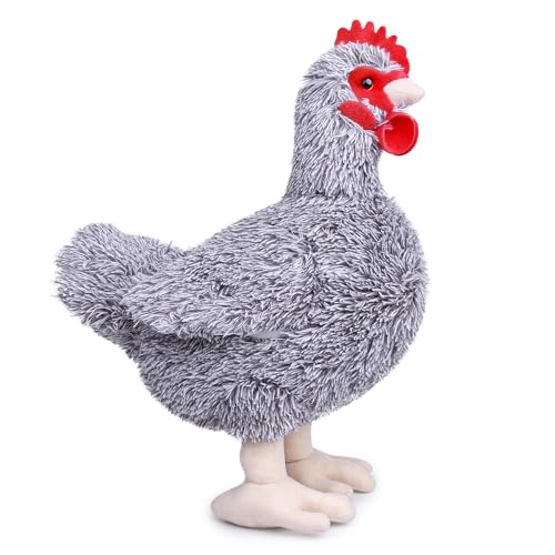 lilizzhoumax Huhn-Plüschtier 20cm/8zoll Simuliertes Tier Huhn Plüschtier, Kawaii Kuscheltier Huhn, Realistische Huhn Plüschspie Geflügel Spielzeug für Wilde Tiere, Geschenk für Jungen Mädchen Kinder von lilizzhoumax