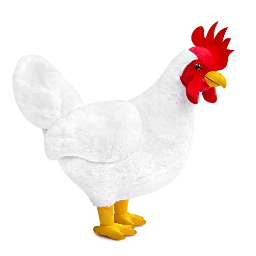 lilizzhoumax Weiß Huhn-Plüschtier 40cm/15zoll Simuliertes Tier Hahn Kawaii Kuscheltier Huhn, Realistische Huhn Plüschspie Geflügel Spielzeug für Wilde Tiere, Geschenk für Kinder Jungen Mädchen von lilizzhoumax