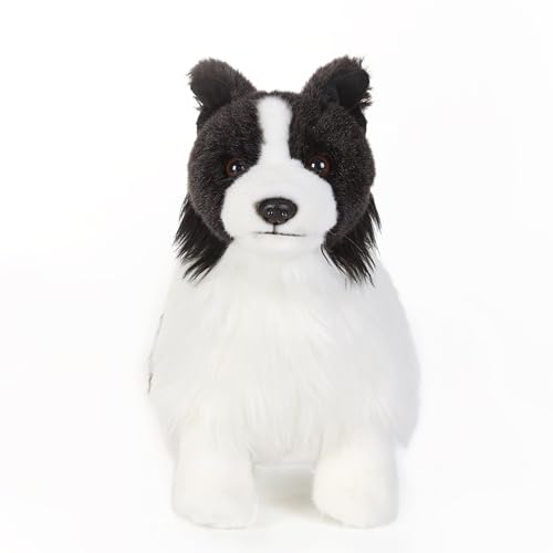 lilizzhoumax Hund Border Collie Plüschtier 28cm/11”, Simuliertes Tier Hund Plüschtier Kawaii Hund Kuscheltier Realistische Hund Plüsch Spielzeug für Wilde Tiere, Geschenk für Freunde und Kinder von lilizzhoumax