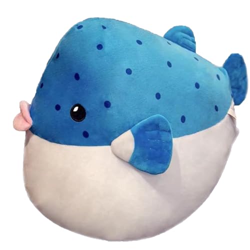 lilizzhoumax Kugelfisch-Plüschtier 11.8” Simuliertes Tier groß Kugelfisch Kawaii Pufferfisch-Plüschtier Realistische Fisch Plüsch Spielzeug für Wilde Tiere Geschenk für Kinder Blau von lilizzhoumax