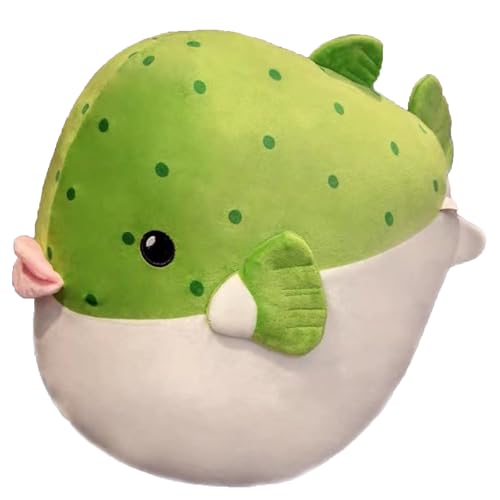 lilizzhoumax Kugelfisch-Plüschtier 11.8” Simuliertes Tier groß Kugelfisch Kawaii Pufferfisch-Plüschtier Realistische Fisch Plüsch Spielzeug für Wilde Tiere Geschenk für Kinder Grün von lilizzhoumax